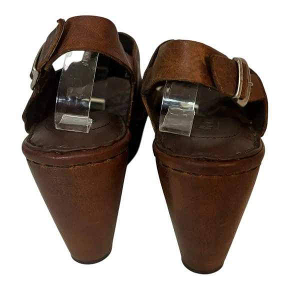 Born handcrafted footwear brown leather platform Wedge Slingback women’s size 8 - Picture 6 of 6